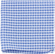 Knightsbridge Neckwear Gingham Checked Cotton Pocket Square - Blue/White