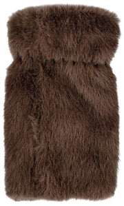 Dents Fingerless Faux Fur Mittens - Mocca Brown