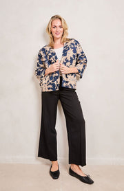 Elie Beaumont Serendipity Short Kimono - Midnight Blossom Blue