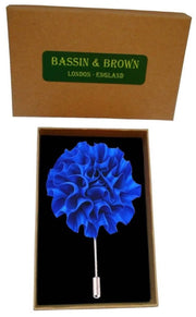 Bassin and Brown Flower Jacket Lapel Pin - Blue