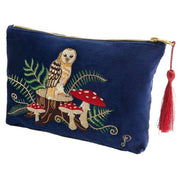 powder-woodland-owl-velvet-zip-pouch---navy-34477297