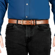 dents-gold-buckle-lined-leather-belt---brown-34490499