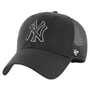 47 Brand Branson MLB New York Yankees Trucker Cap - Black/Black/White