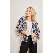 Elie Beaumont Serendipity Short Kimono - Midnight Blossom Blue