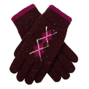 dents-argyle-marl-yarn-knitted-gloves---damson-burgundycassis-pink-34478110