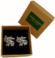 Bassin and Brown Elephant Cufflinks - Silver