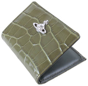 Vivienne Westwood Embossed Croc Slim Flap Card Holder Purse - Khaki