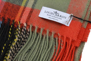 Locharron of Scotland Borders Bruce of Kinnaird Ancient Lambswool Blanket - Pink/Green/Orange