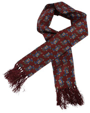 Knightsbridge Neckwear Paisley Aviator Silk Scarf - Burgundy