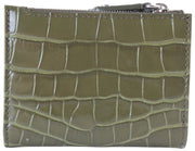 Vivienne Westwood Embossed Croc Slim Flap Card Holder Purse - Khaki
