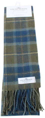 Locharron of Scotland Bowhill Scottish Borderland Lambswool Scarf - Olive Green/Navy
