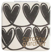 caroline-gardner-mono-linked-hearts-square-pocket-mirror---creamblack-35903573