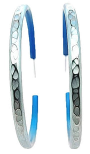 Ti2 Titanium Ripple Hoop Earrings - Light Blue