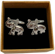 Bassin and Brown Elephant Cufflinks - Silver