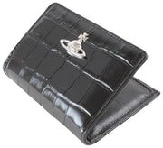Vivienne Westwood Embossed Croc Slim Flap Card Holder Purse - Black