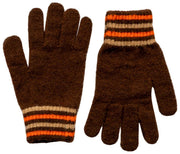 Dents Knitted Stripe Cuff Gloves - Chocolate Brown