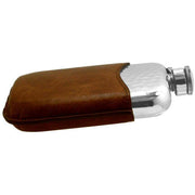 english-pewter-company-6oz-captive-top-hammered-purse-flask-and-pouch---silverbrown-34472431