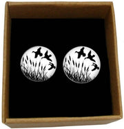 Bassin and Brown Flying Ducks Cufflinks - White/Black