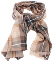 Locharron of Scotland Alba Saskatchewan Weathered Fine Merino Scarf - Beige/Grey