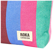 Roka Maida Vale Small Cotton Canvas Pouch - Wide Multi Stripe