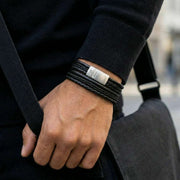 steel-barnett-bonacci-layered-multi-strand-leather-bracelet---black-35896330