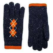 dents-argyle-marl-yarn-knitted-gloves---navypumpkin-orange-34478125