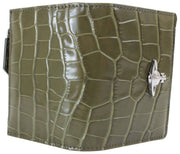 Vivienne Westwood Embossed Croc Slim Flap Card Holder Purse - Khaki