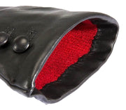Dents Evangeline Touchscreen Three-Point Cashmere Lined Leather Gloves - Black/Red