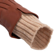 Dents Tamara Knitted Cuff Leather Gloves - Cognac Tan/Camel Tan