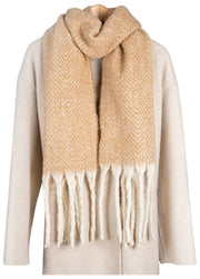 Dents Herringbone Blanket Scarf - Toffee Beige