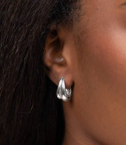 Beginnings Organic Wave Hoop Earrings - Silver