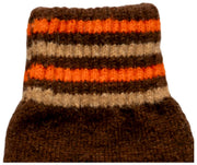 Dents Knitted Stripe Cuff Gloves - Chocolate Brown