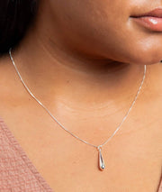 Beginnings Elongated Teardrop Pendant - Silver