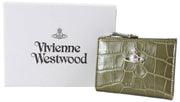 Vivienne Westwood Embossed Croc Slim Flap Card Holder Purse - Khaki
