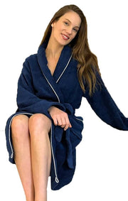 Bown of London Phoenix Towelling Dressing Gown - Navy