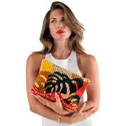 powder-exotic-leaves-quilted-velvet-zip-pouch---beigeredblack-35503517