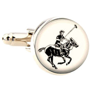 Bassin and Brown Round Horse Polo Cufflinks - White/Black