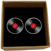 Bassin and Brown Vinyl Disc Cufflinks - Red/Black