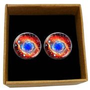 Bassin and Brown Ring Nebula Cabachon Cufflinks - Orange/Blue