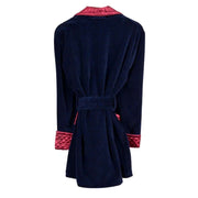 Bown of London Cliveden Luxury Cotton Short Velvet Smoking Jacket - Navy