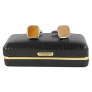 David Van Hagen Tiger Eye Square Cufflinks - Silver/Brown