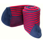 Bassin and Brown Vertical Stripe Midcalf Socks - Mid Blue/Deep Pink