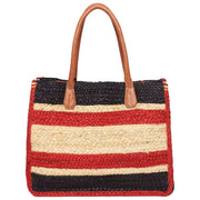 Superdry & Co Raffia Luxe Tote Bag - Eclipse Navy/Red/Ecru White