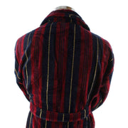 Bown of London Marchand Egyptian Cotton Velour Dressing Gown - Wine/Navy/Gold