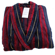 Bown of London Marchand Egyptian Cotton Velour Dressing Gown - Wine/Navy/Gold