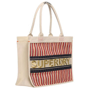 Superdry & Co Luxe Embroidered Tote Bag - Ecru White/Red/Gold