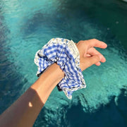 Moon Nude Spring Scrunchie - Blue/White/Green