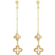 Mark Milton Mother of Pearl Flower Drop Earrings - Gold