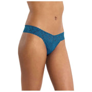 Hanky Panky Signature Lace Low Rise 3 Pack Thongs - Hot Teal/Lavender Fields/Plum