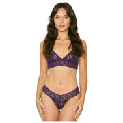 Hanky Panky Signature Lace Low Rise 3 Pack Thongs - Hot Teal/Lavender Fields/Plum